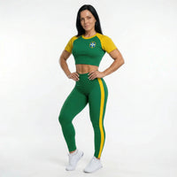 Conjunto Feminino Cropped Manga Curta + Calça CBF Copa 2026 | VAI DAR BRASIL