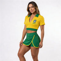 Cropped Colarinho Bojo Brasil Bandeira Suplex Baby Look Feminino | VAI DAR BRASIL