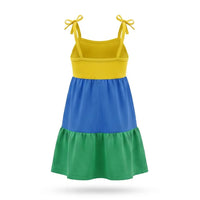 Vestido Infantil Alças Laço Tricolor Brasil ✦ Copa | VAI DAR BRASIL