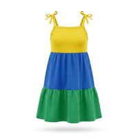 Vestido Infantil Alças Laço Tricolor Brasil ✦ Copa | VAI DAR BRASIL