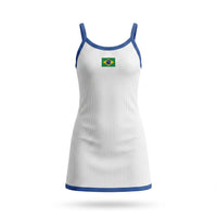 Vestido Infantil Canelado Brasil ✦ Bandeira Ribana | VAI DAR BRASIL