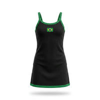 Vestido Infantil Canelado Brasil ✦ Bandeira Ribana | VAI DAR BRASIL
