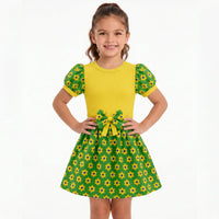 Vestido Infantil Floral Brasil ✦ Verde Amarelo Copa | VAI DAR BRASIL