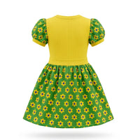 Vestido Infantil Floral Brasil ✦ Verde Amarelo Copa | VAI DAR BRASIL