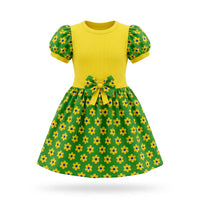 Vestido Infantil Floral Brasil ✦ Verde Amarelo Copa | VAI DAR BRASIL